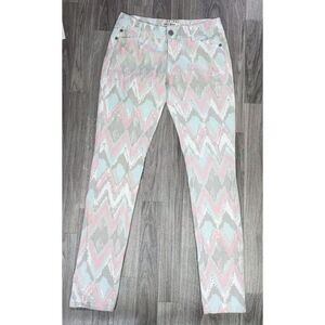 Hot Kiss Juniors Size‎ 5 Tribal Pattern Grey Pastel Skinny Lily Denim Jeans